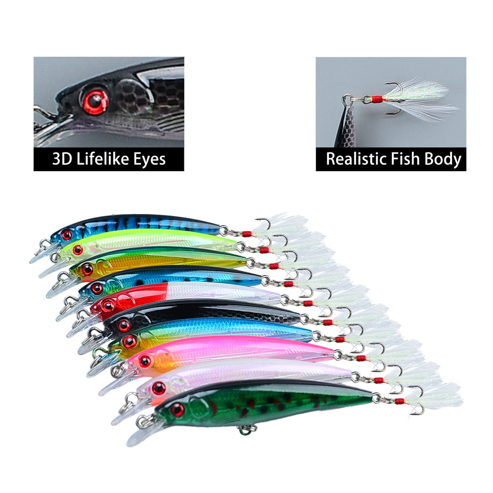 10pcs Bionic Minnow Fishing Lu - Fishing Hook Treble 评论和价格